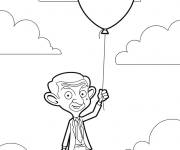 Coloriage Mr Bean tenant un ballon