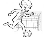 Coloriage Mr Bean tire le ballon