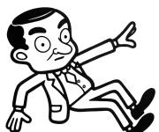 Coloriage Mr. Bean en tombant