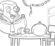Coloriage Mr. Bean se pr&eacute;pare pour le Halloween