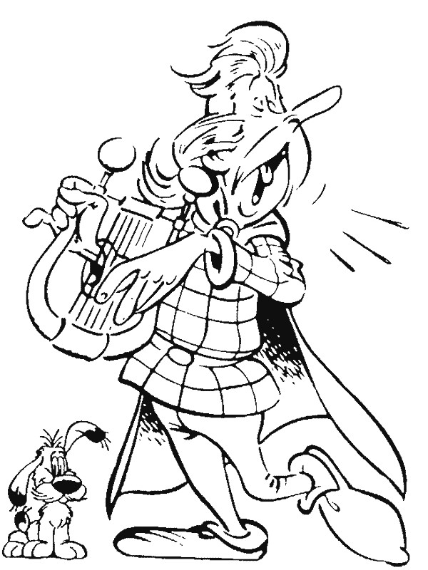 Coloriage et dessins gratuits Asterix et la harpe à imprimer