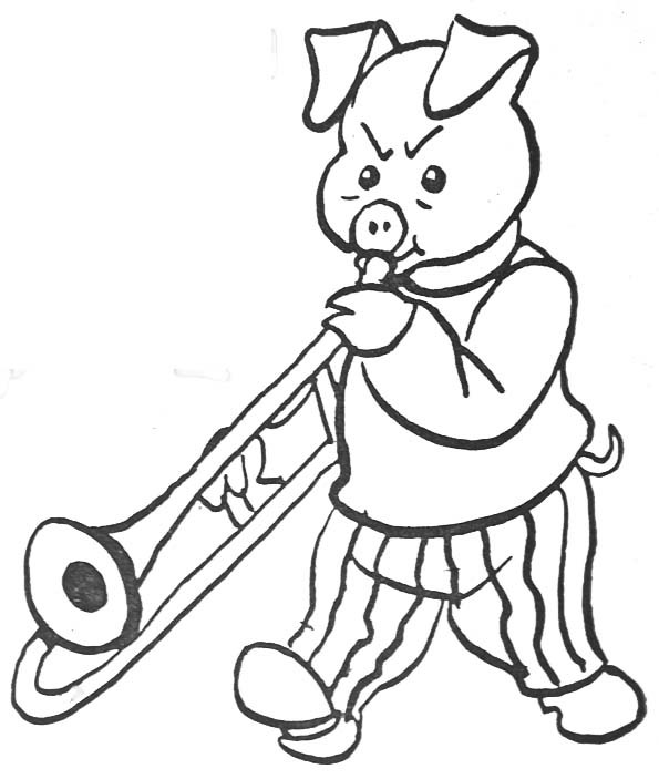 Coloriage et dessins gratuits Cochon et trompette à imprimer