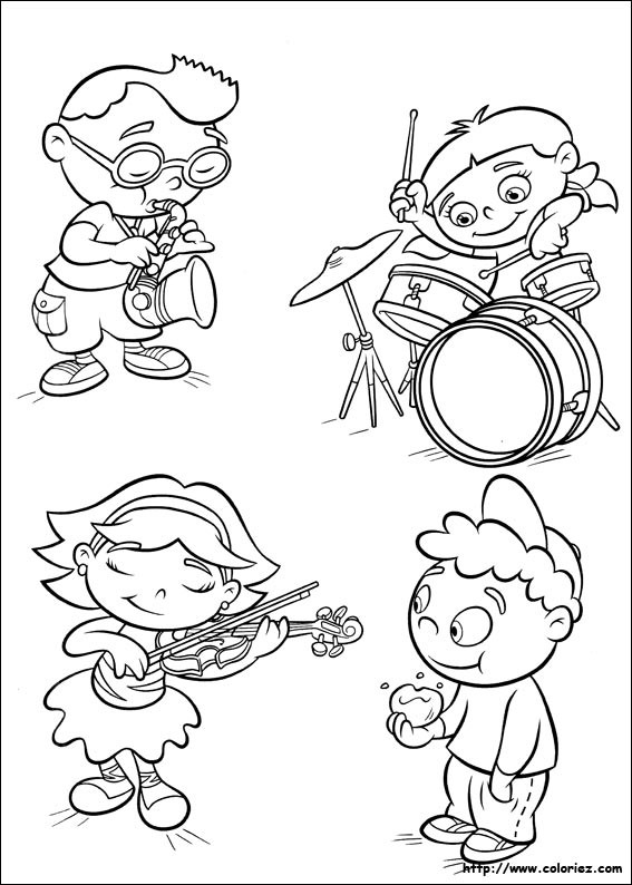Coloriage et dessins gratuits Des enfants musiciens à imprimer
