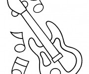 Coloriage guitare électrique et notes