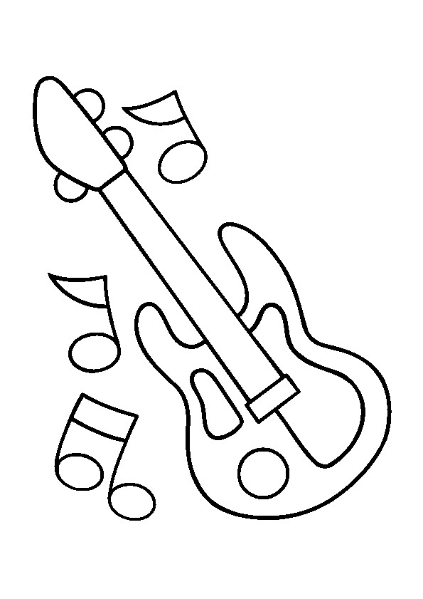 Coloriage guitare électrique et notes dessin gratuit à imprimer