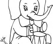 Coloriage L'&eacute;l&eacute;phant musicien et le tambour