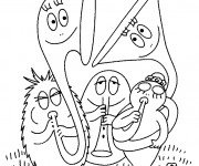 Coloriage Les Barbapapa jouent de la musique