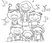 Coloriage Les enfants chantent