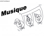 Coloriage Les notes  de musique avec des t&ecirc;tes