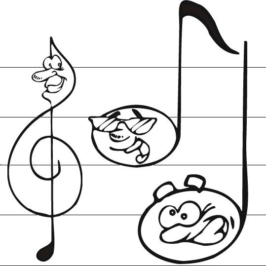 Coloriage Les Notes De Musique Avec Visages Dessin Gratuit à