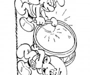 Coloriage Les Schtroumpf et un grand tambour
