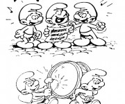 Coloriage Les Schtroumpfs aiment la musique