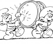 Coloriage Les Schtroumpfs jouent du tambour