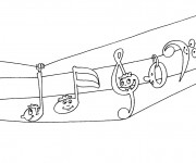 Coloriage Notes sur tableau de musique