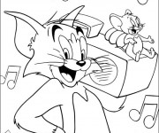 Coloriage Tom et Jerry &eacute;coutent la musique