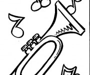 Coloriage Trompette et notes musicales