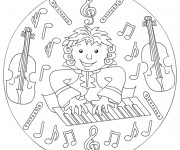 Coloriage Un gar&ccedil;on joue du piano