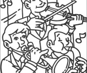 Coloriage Un groupe de garçons musiciens