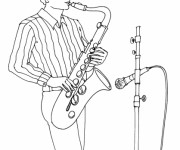 Coloriage Un musicien joue du saxophone