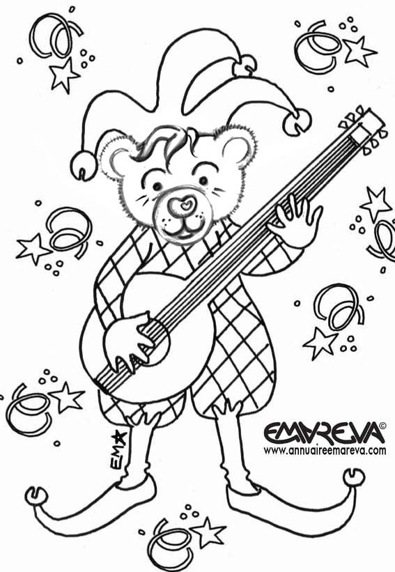 Coloriage et dessins gratuits Un ours joue du banjo à imprimer