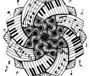 Coloriage Un piano dans un tableau