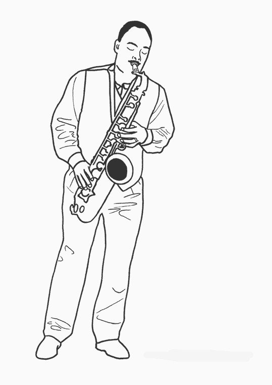 Coloriage et dessins gratuits Un saxophoniste à imprimer