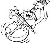 Coloriage Un violon avec visage et mains