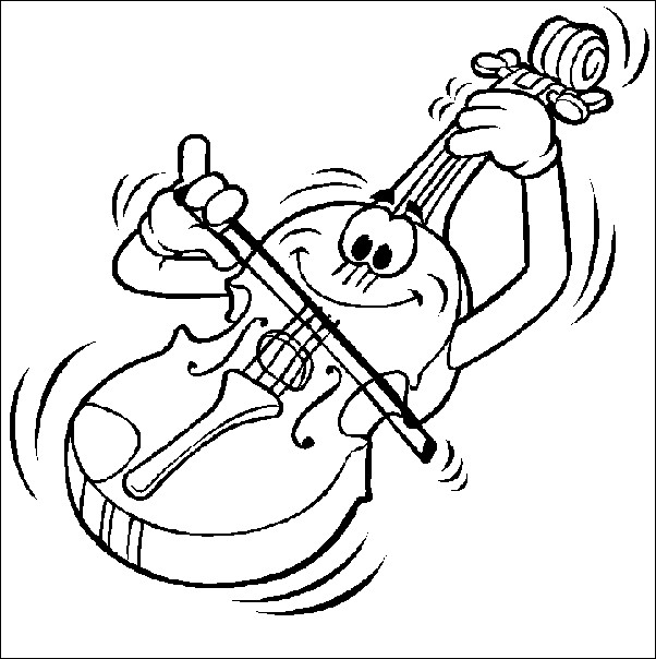 Coloriage et dessins gratuits Un violon avec visage et mains à imprimer