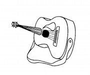 Coloriage Une guitare &agrave; six cordes