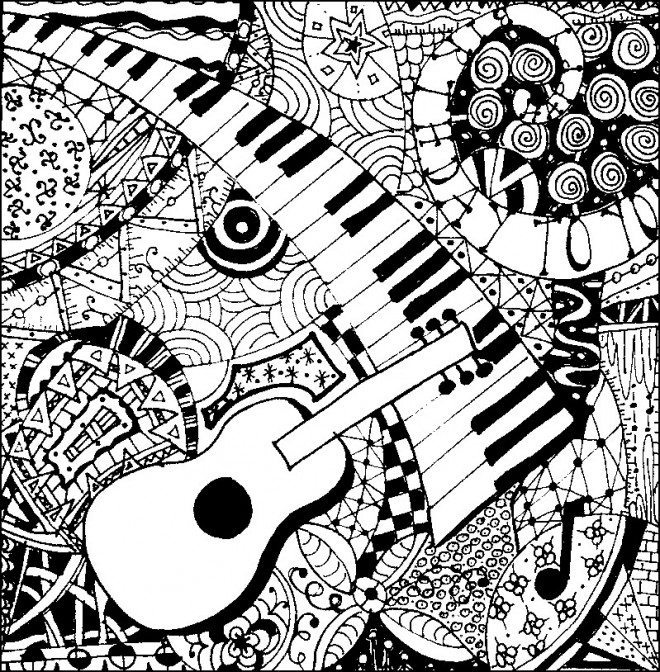 Coloriage et dessins gratuits Une guitare et un piano à imprimer