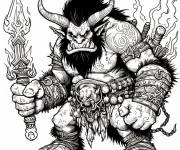 Coloriage et dessins gratuit Enorme Ogre avec une grosse &eacute;p&eacute;e à imprimer