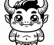 Coloriage et dessins gratuit Gar&ccedil;on avec des cornes en style Ogre à imprimer