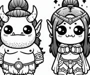 Coloriage et dessins gratuit Gar&ccedil;on et fille en mode Ogre  à imprimer