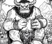 Coloriage et dessins gratuit Ogre avec des cornes assis au milieu des arbres à imprimer