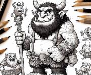 Coloriage et dessins gratuit Ogre avec des crayons de couleurs à imprimer
