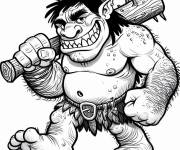 Coloriage et dessins gratuit Ogre avec son b&acirc;ton &eacute;norme ce1 à imprimer