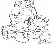 Coloriage Ogre avec son repas