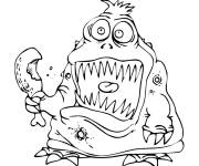 Coloriage Ogre en mangeant de la viande
