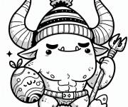 Coloriage Ogre en miniature portant un bonnet