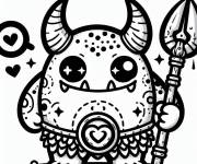Coloriage Ogre kawaii avec coeur