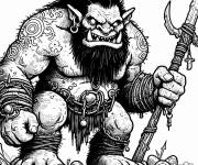 Coloriage Ogre m&eacute;chant avec de tatouage