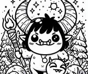 Coloriage Ogre mignon en plein air