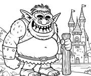 Coloriage Ogre rigolo devant le ch&acirc;teau