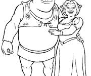 Coloriage Ogre Shrek et Fiona