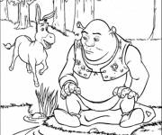 Coloriage Ogre Shrek sur la rivi&egrave;re