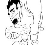 Coloriage Ogre tenant son b&acirc;ton gs