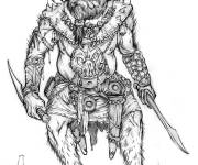Coloriage Ogre terrifiant en noir et blanc