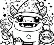 Coloriage Petit Ogre avec bonnet de p&egrave;re no&euml;l