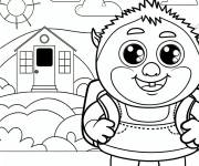 Coloriage Petit Ogre kawaii &eacute;colier