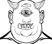 Coloriage T&ecirc;te d'Ogre terrifiant avec un seul oeil